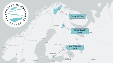 Our supersites, Tenojoki, Oulankajoki and Vantaanjoki marked on a map of Finland