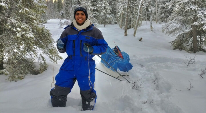 Omar Nimr, University of Oulu, doing wintery field work